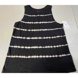 Time and Tru Womens Size M Tie-Dye Sleeveless Tank Top Black & White 100% Cotton